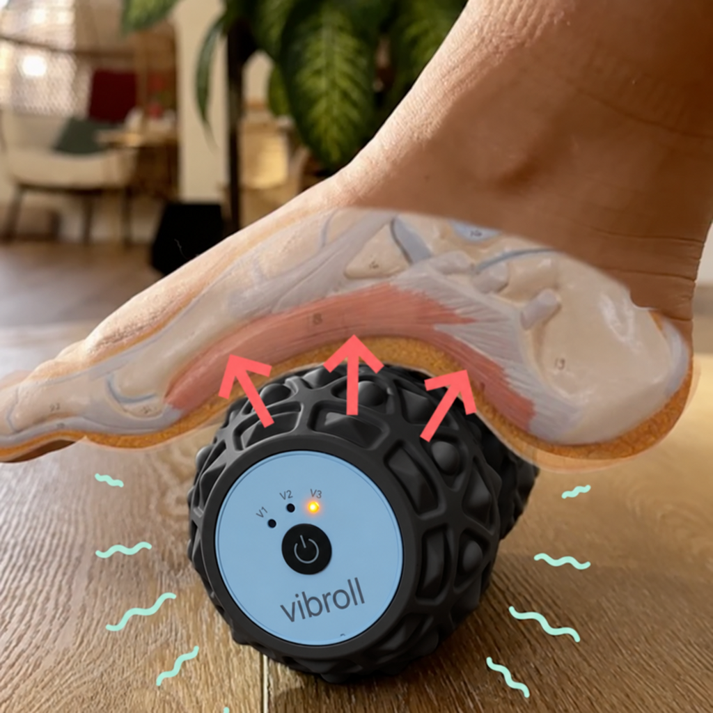 Contenu du colis VIBROLL, rouleau de massage vibrant
