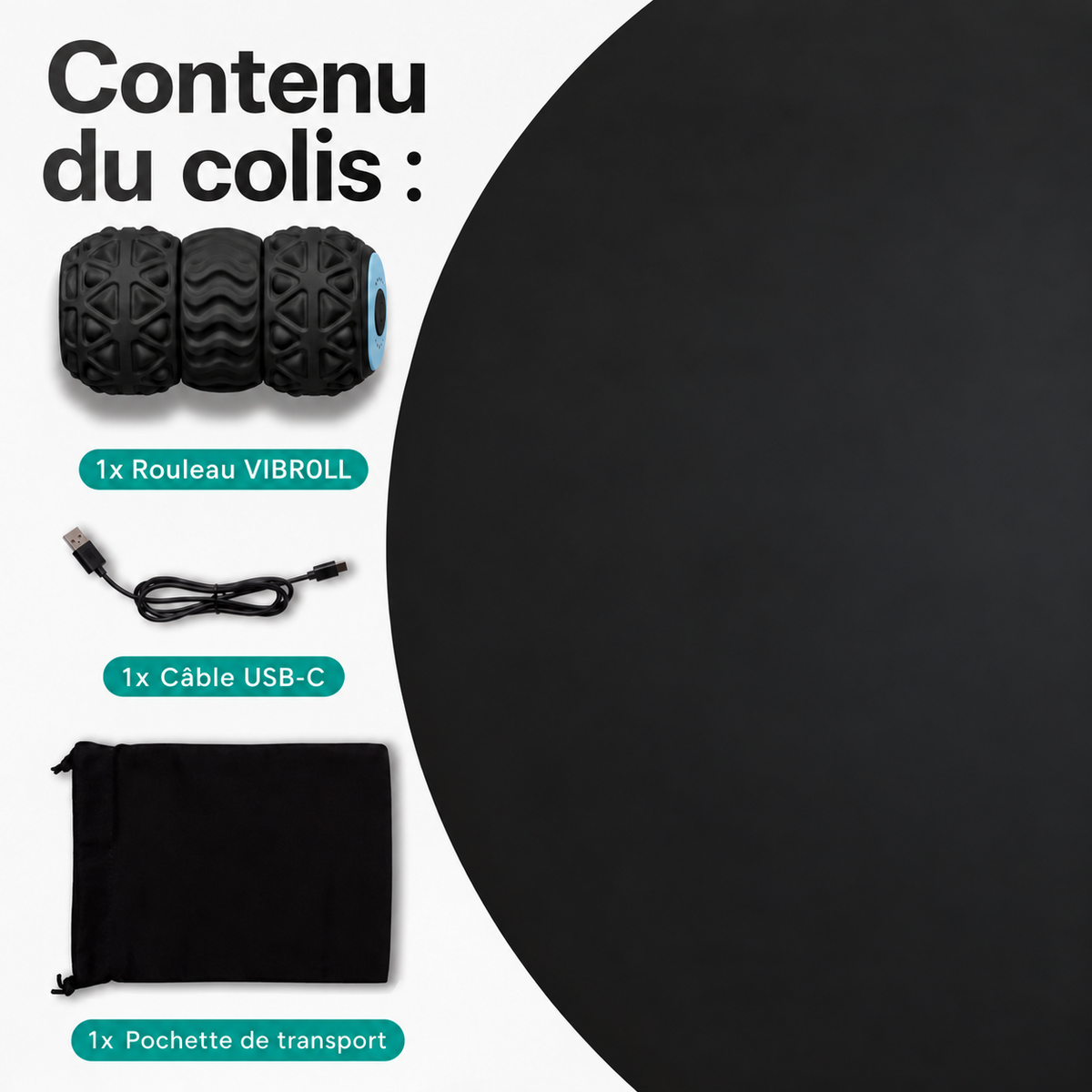 VIBROLL, rouleau de massage vibrant sans fil pour les pieds