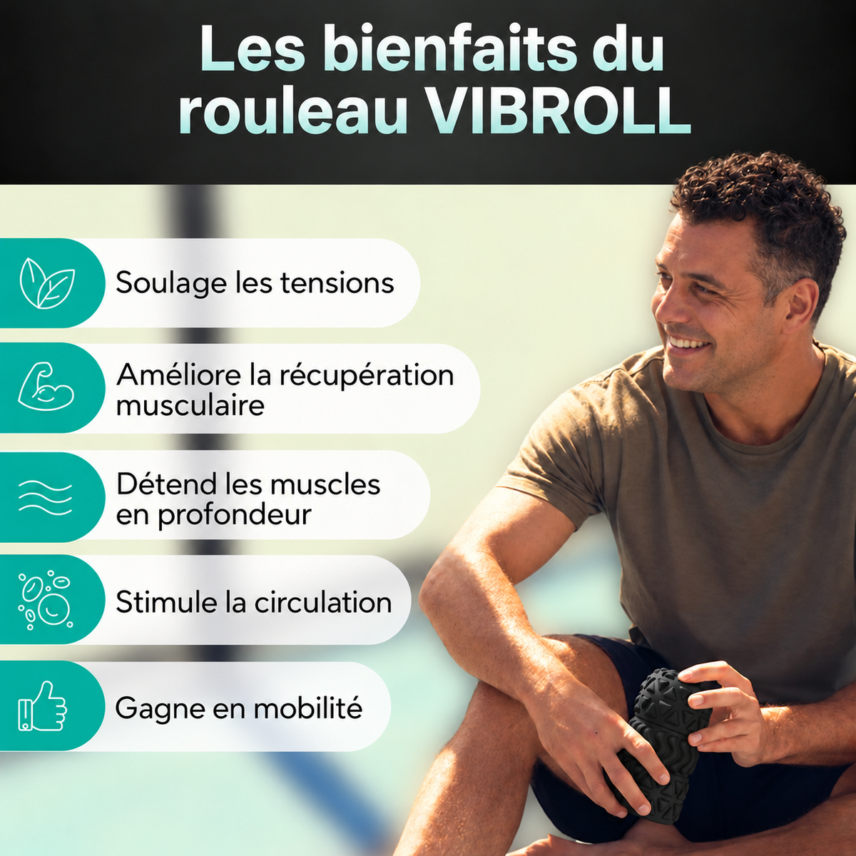 Rouleau de massage vibrant VIBROLL pour le dos